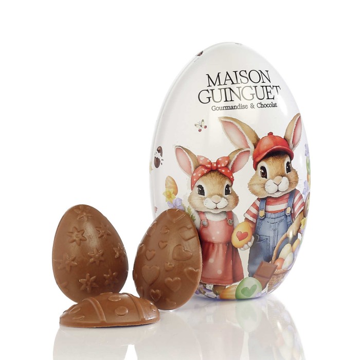 Oeuf en métal garni de chocolats