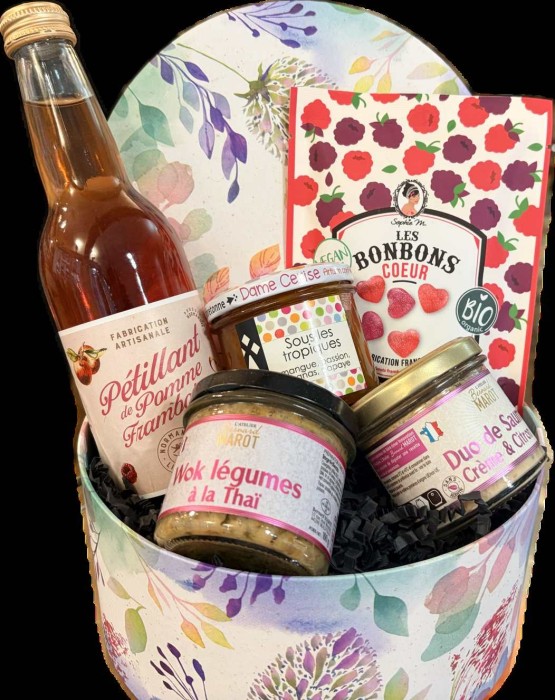 Boîte garnie de douceurs gourmandes, épicerie Huguette & Henri, Paris