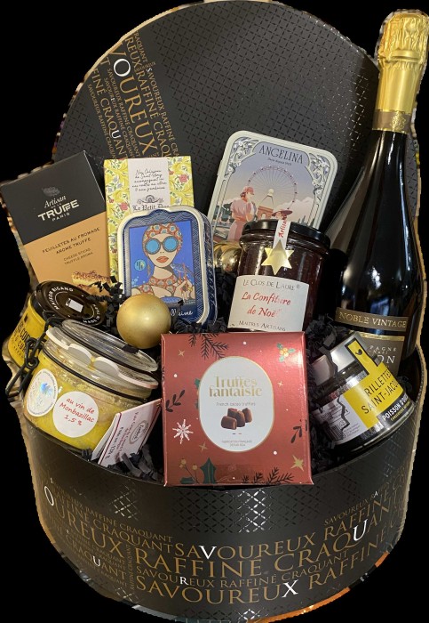 Corbeille garnie Prestige, épicerie Huguette & Henri, Paris