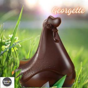 Poule Georgette en chocolat garnie, épicerie Huguette et Henri