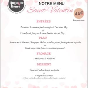Menu Saint Valentin, épicerie Huguette & Henri